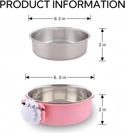 Crate Water Bowl No Spill Water Bowl for Dog Crate Kennel Water Bowl Hanging Pet Cage Bowls with Bolt Holder for Dog, Puppy, Cat, Rabbit, ect?PINK...
