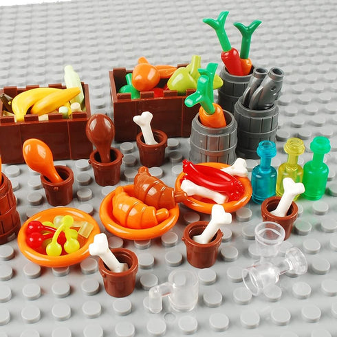 280pcs Food Building Blocks Kitchen Sencery Accessories Food Set Building Bricks Kit DIY Building Set Compatible All Major Brands...