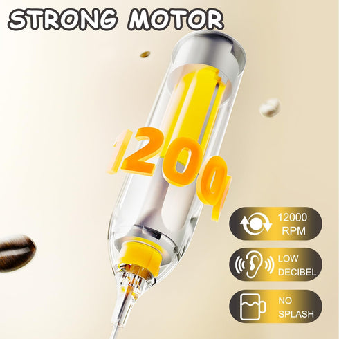 DOUBLE WHISK Powerful Milk Frother Handheld Foam Maker, Mini Whisk Drink Mixer Blender for Coffee, Cappuccino, Latte, Matcha, Hot Chocolate, With ...
