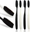 Large Long Head Toothbrush, 4-Pack, Upgraded Hard & Firm Charcoal Bristles, Whitening Teeth, Removing Plaque, Brace, Cigarette, Coffee and Other S...