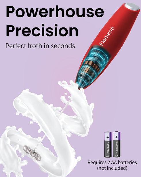 Elementi Electric Milk Frother Handheld, Matcha Whisk, Milk Foamer for Coffee Foamer Electric Handheld Drink Mixer, Electric Mini Whisk Small Hand...