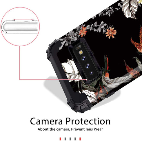 Casetego Compatible with Galaxy S10 Case,Floral Three Layer Heavy Duty Hybrid Sturdy Shockproof Full Body Protective Cover Case for Samsung Galaxy...