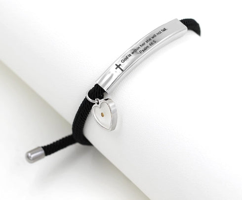 Uloveido Christian Religious Bible Quote Bracelet for Women Encouragement Gift, Black Rope Stainless Steel Tag Bible Engraved Bracelet...