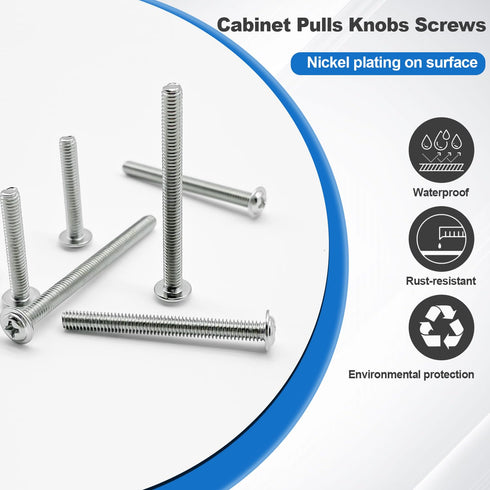 120PCS Assortment?Cabinet Pull and Knob Screws, M4×25/30/35/40/45/50mm, Machine Screws with Pan Washer Head, Metal Phillips Screws Kit for Drawer,...