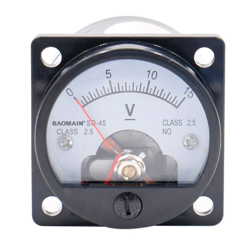 Baomain Round Analog Dial Panel Meter Voltmeter Gauge SO-45 DC 0-15V Class 2.5...