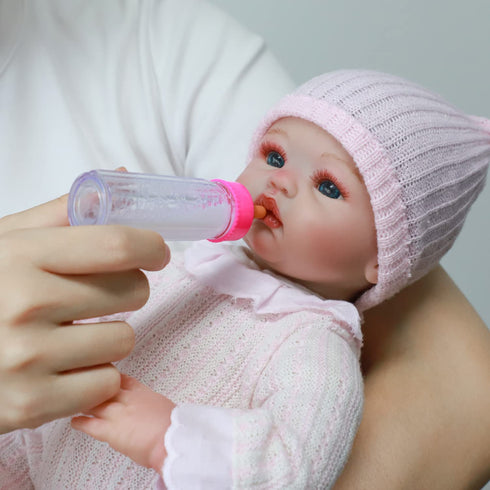 SCOM Magic Juice and Milk Nursing Bottle with Pacifier for Baby Doll Accessories, 3 Piece Pretend Play Feeding Toy Set for Age 4+ (PINK)...