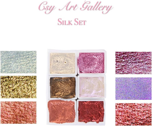 Csy Handmade Metallic Watercolour Paints Set-Glitter Solid Colors-Pearl,Vibrant and Pearlescent Professional Water Colour Art Supplies for Illustr...