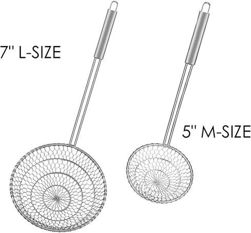 Best Utensils Asian Kitchen Stainless Steel Spider Strainer Professional Wire Skimmer with Spiral Mesh (5-Inch Strainer Basket)…...