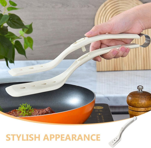 Alipis 2 in 1 Grip and Flip Spatula Tongs Silicone Egg Flipper Tong Bread Pancake Fish French Toast Omelet Making Steak Clamp for Home Kitchen Coo...