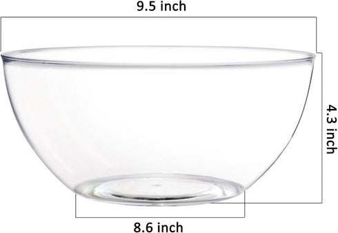 Youngever 4 Pack 115OZ Large Clear Plastic Mixing and Serving Bowls, Popcorn Bowls, Salad Bowls, Chip and Dip Serving Bowls...