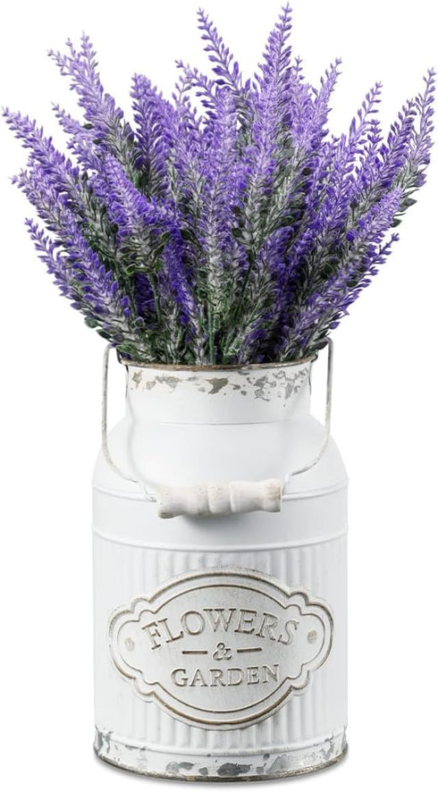 APSOONSELL French Style Shabby Chic Decor White Farmhouse Metal Flower Vase Galvanized Decor for Kitchen, Bathroom, Sparklers for Weddings...