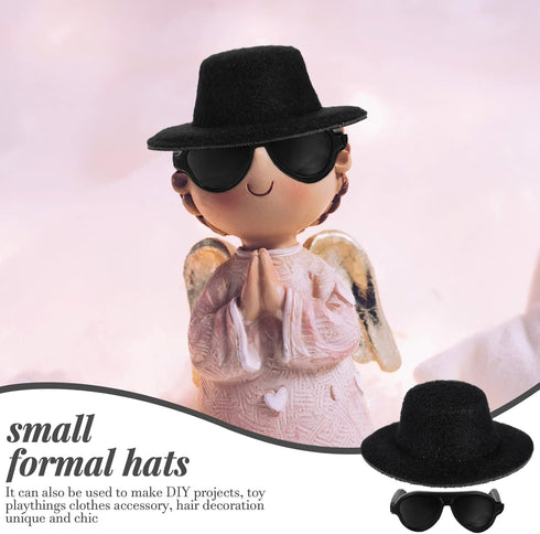 TOYANDONA Doll Glasses Mini Formal Hat Set 20pcs Miniature Doll Hats 20pcs Black Doll Sunglasses Dolls Costume Accessories for Diy Crafts Dollhous...