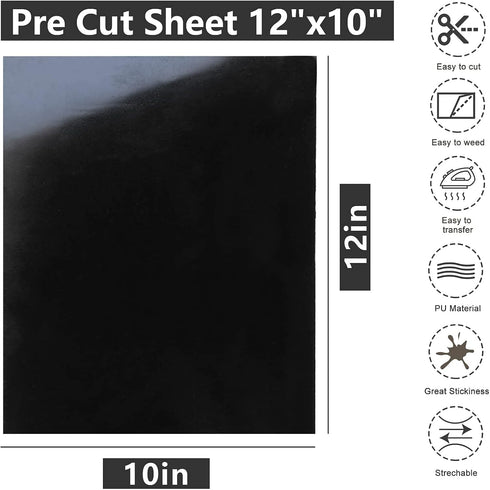 CAREGY Heat Transfer Vinyl HTV Iron on Vinyl for T-Shirts 12 x 10 Inches 16 Sheets (White and Black)...