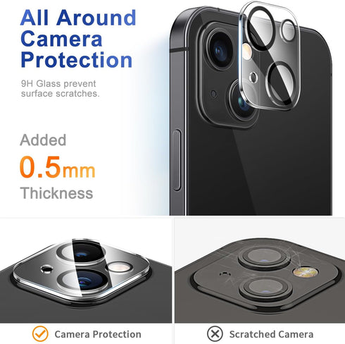 CANSHN [3+3 Pack for iPhone 15 Screen Protector Tempered Glass & Camera Lens Protector Accessories with Easy Installation Frame, Double Shatterpro...