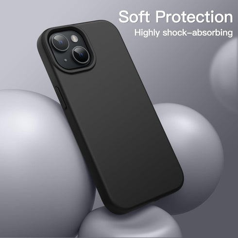 JETech Silicone Case for iPhone 14 6.1-Inch, Silky-Soft Touch Full-Body Protective Phone Case, Shockproof Cover with Microfiber Lining (Black)...