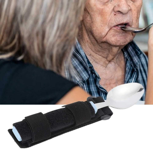 Adaptive Spoon, Universal Adjustable Hand Cuff Utensil Holder Strap Adaptive Utensils Daily Living Aid for Elderly, Hand Tremors, Arthritis, Parki...