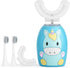 U Shaped Toothbrush Kids Electric Age 2-12 with 4 Brush Heads,Rechargeable Toothbrush for Kids with 2 Modes,360-Degree Cleaning IPX7 Waterproof De...
