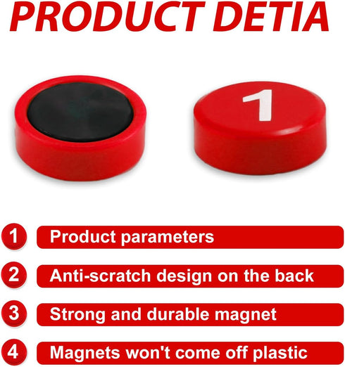 50pcs 1-50 Magnetic Numbers, Magnets with Numbers Round Number Refrigerator Magnets Number Magnets for Whiteboard Dry Erase Boards Home Classroom ...