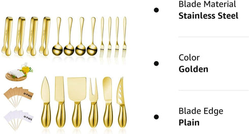 Charcuterie Board Accessories Cheese Spreader Knife Set Cheese Butter Knife Stainless Steel Mini Serving Tongs Spoons Appetizer Forks for Pastry C...