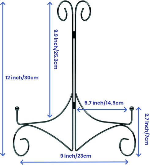 Iron Plate Stand for Display with Folding Design, Picture Stands for Tables, 12 Inch Large Easels for Displaying for Book, Art Piece, Photo and Pl...