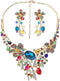 Campsis Women's Jewelry Set Flower Statement Necklace and Earring Set Bridal Jewelry Set for Wedding...
