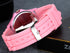 Lancardo Silicone Ceramic Style Pink Wrist Watch Silver Trim and Sparkly Rhinestones Surround Bezel Women's Wristwatch...