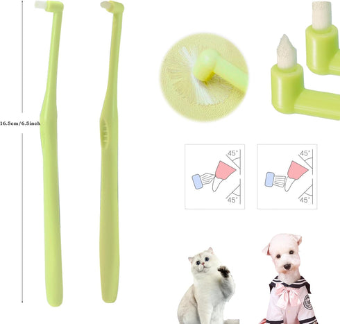 Dog & Cat Toothbrush Kit, 360º Pet Toothbrush, Food Grade Silicone Dog Finger Toothbrush, Dual Head Bristles Tooth Brush, Triple Head Dog Toothbru...