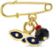 Gold Plated St Lucy Simulated Azabache Evil Eye Protection Brooch Pin for Babies, Infants, and Toddlers - Religious and Meaningful Amulet Protecti...