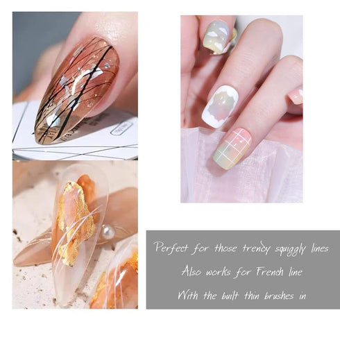 7ml*2pcs Nail Art Liner Gel Polish Built in Thin Brush,Black White Nail Polish Soak off Curing for French Tip Nails Design,Nail Art Supplies Kit f...