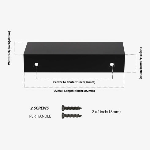 Edge Pull Finger Pull Handle Door Finger Pull -LS7030BK96 Cabinet Finger Pulls Black Cabinet Finger Pull Round Kitchen Finger Pulls 5Pack...