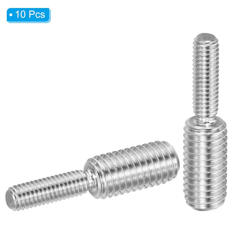 PATIKIL M6x20mm to M10x20mm Double End Threaded Stud Screw Bolt, 10 Pack 304 Stainless Steel Rod Bolts Thread Reducer Adapter for Furniture Fasten...