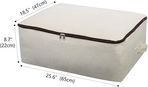 2PCS Canvas Storage Bag, 12OZ Thick Soft Breathable Closet Organizer for Beddings, Comforters, Pillows, Blankets, Clothes, 25.6×18.5×8.7inch, Beig...