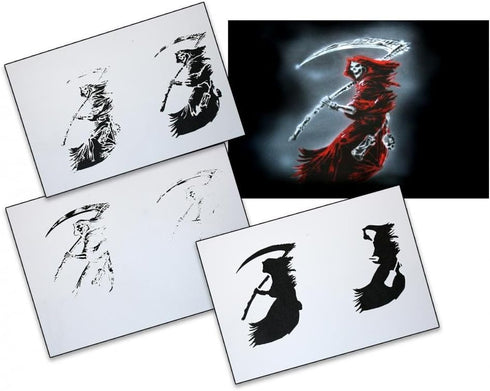 AS-087 Grim Reaper Airbrush Stencil Template Step by Step Size M...