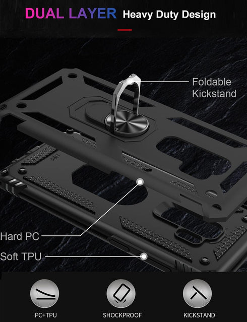 IKAZZ Galaxy S9 Plus Case, Heavy Duty Protective Phone Cover, Shockproof, Magnetic Kickstand, Black...