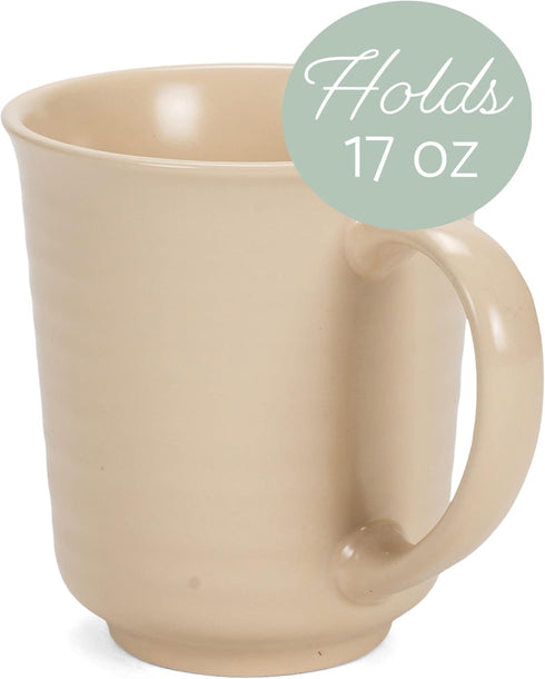 Elanze Designs Cream Matte Glaze Finish 17 ounce Stoneware Coffee Cup Mugs Set of 4...