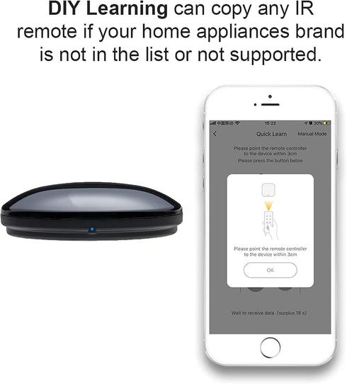 Smart IR Remote Control,All in One IR Blaster Control, Universal Infrared Remote Control for TV DVD Air Conditioner STB etc,Compatible with Alexa,...