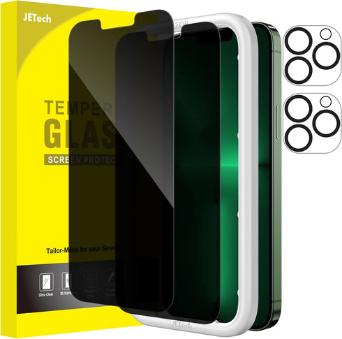 JETech Privacy Screen Protector for iPhone 13 Pro 6.1-Inch with Camera Lens Protector, Anti-Spy Tempered Glass Film, Easy Installation Tool, 2-Pac...