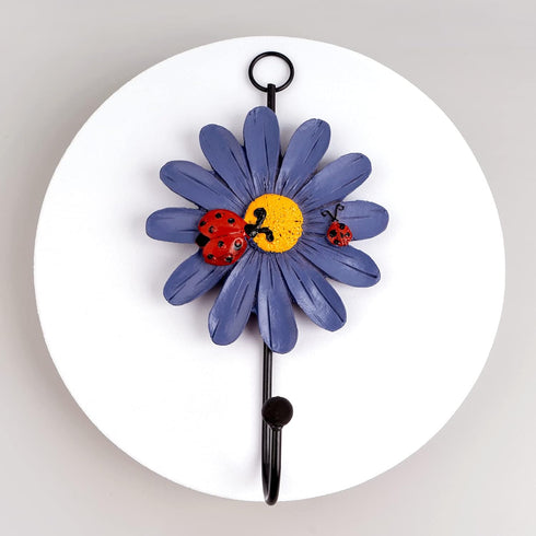 Notakia Creative Daisy Resin Wall Hooks Wall Mounted Art Flower Iron Hook Hand-Painted Hanging Coat/Hat/Key/Towel Hooks Home Decoration(Set of 4)...