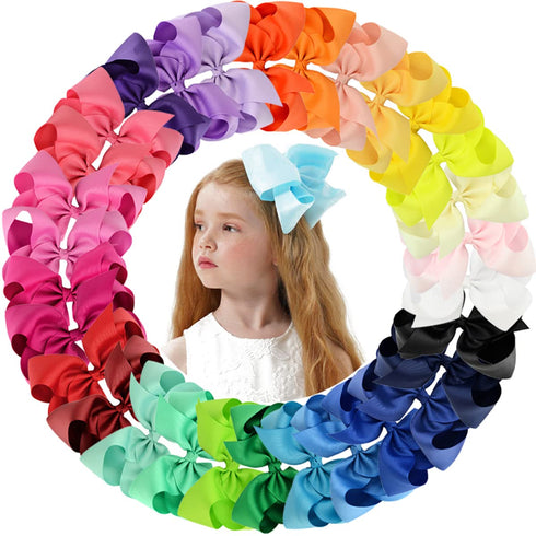 30PCS Big 6 Inch Hair Bows for Girls Grosgrain Ribbon Toddler Hair Accessories with Alligator Clips for Toddlers Baby Girls Kids Teens...