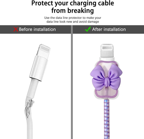 Compatible for iPhone 18W/20W USB-C Charger Cover Clear Lovely 3D Bowknot Waves Design Soft Charger Protector Cute Cable Case Saver Protector for ...