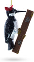 Woodpecker Perched on a Branch Glass Christmas Ornament...