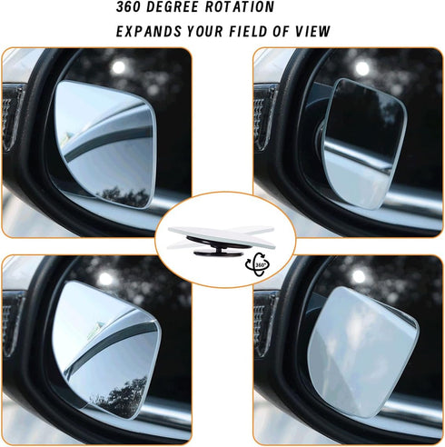 2PCs Automotive Rearview Mirror Blind Spot Mirror, Adjustable HD Sector Mirror, Frameless Wide Angle Convex Mirror, Most Automotive Side Mirror As...