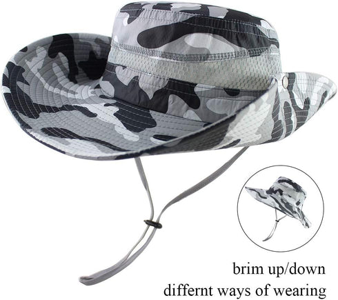 CAMOLAND Mens Fishing Hat Wide Large Brim Sun Hat with Outdoor UV Protection...