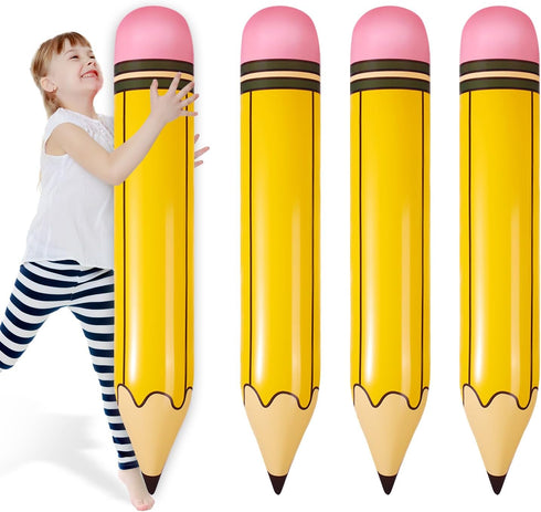 4pcs Large Inflatable Pencils, 27 Inch Giant Pencil Balloons Blow Up Back to School Decorations for Kids Classroom Prizes Party Favors Graduation ...