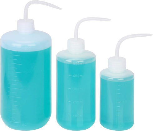 Chemical Wash Bottle, 3-Pack Plastic Safety Lab Squeeze Wash Bottle, LDPE with Narrow Mouth, 250 ml + 500 ml + 1000 ml (8 oz)/3 Bottles...