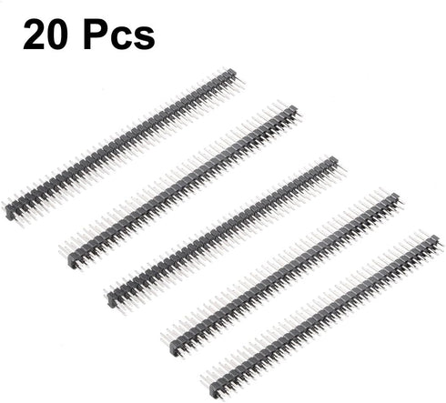 uxcell 20Pcs 2.54mm Pitch 40-Pin 12mm Length Double Row Straight Connector Pin Header Strip for Prototype Shield...