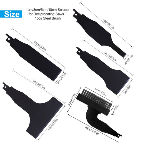 5PCS Reciprocating Saw Spatula Brush Set, Reciprocating Saw Saber Blade, Reciprocating Saw Attachment Includes Reciprocating Saw Shovel and Wire B...