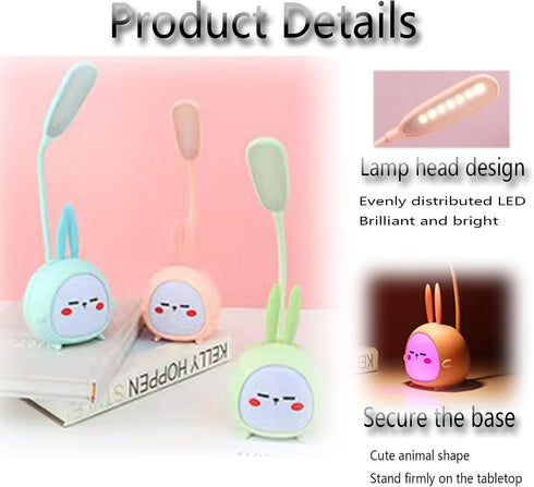 Mini Bunny Night Light, Portable LED Table Light, Cute Rabbit Foldable USB Rechargeable Reading Light Bedroom Children's Bedside Study (Blue Rabbi...