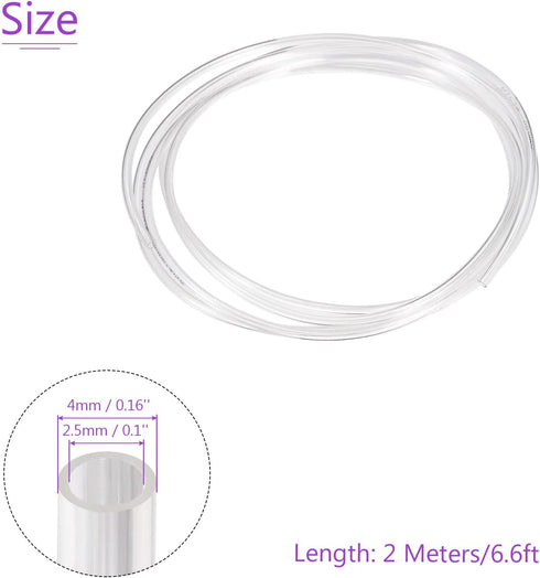 DMiotech 2.5mmx4mm Pneumatic Tubing, 2 Meters/6.6ft Air Compressor PU Line Hose Tube for Water Fluid Transfer, Transparent...