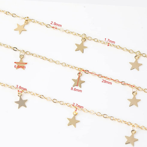 YOUBEIYEE 16.4 Feet Star Link Chain for Jewelry Making Women Necklace Chain Roll, Gold Plated Cable Chains Bulk with Jump Rings and Lobster Clasps...